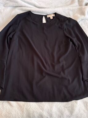 Michael Kors Black Long Flutter Sleeve Blouse
